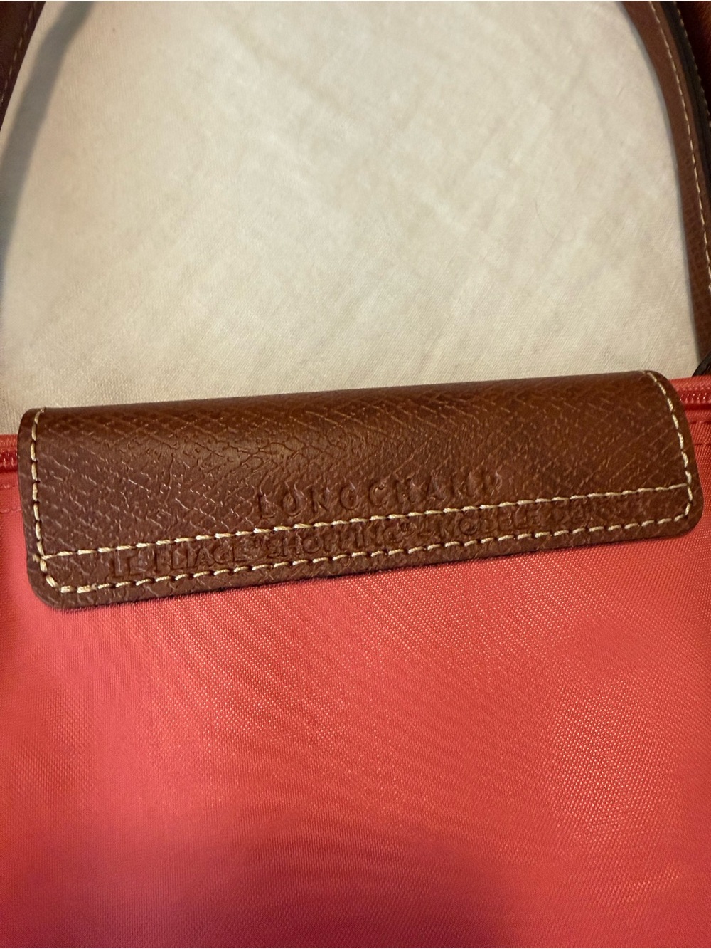 Authentic Longchamp Le Pliage Medium Shoulder Tote - Grenadine Pink - Picture 6 of 10